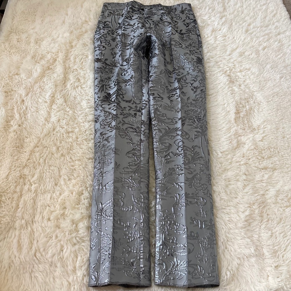 Inserch Limited Edition Mens Silver Metallic Floral Jacquard Dress Pants 38R-32